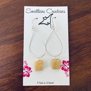 NWT Boho Natural Rock Sterling Silver Earrings